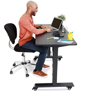 Stand Steady Tranzendesk Power | 55 Inch Electric Standing Desk with Built-In Charging | Height Adjustable Sit to Stand Desk | Electronic Standing Workstation with 1 AC Outlet & 2 USB Ports (55/Black)