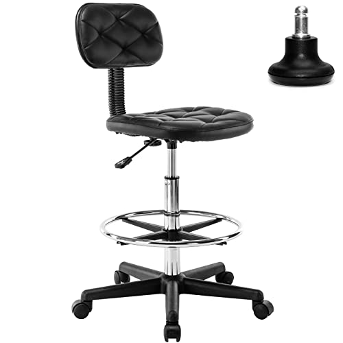 Wahson Drafting Stool- Adjustable Office Task Chair Work Stool with Wheels for Home Office Workplace Studio Guitar Practice, Seat Height 23.5-31.5 ''