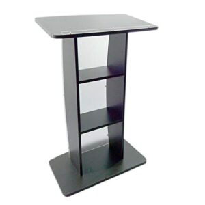 FixtureDisplays® 44.3" Tall Podium for Floor, Curved Frosted Front Acrylic Panel - Dark Grey 19658-GREY