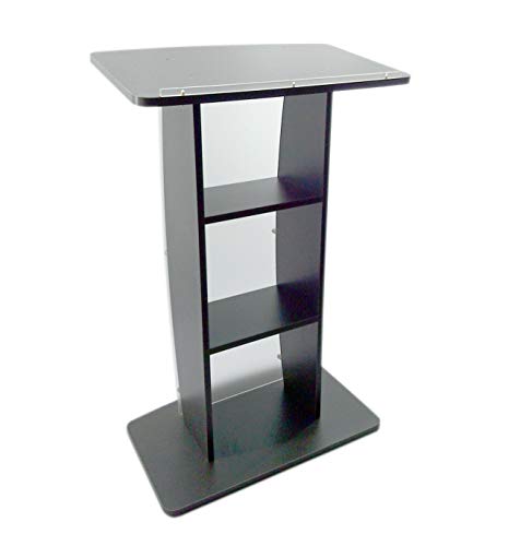 FixtureDisplays® 44.3" Tall Podium for Floor, Curved Frosted Front Acrylic Panel - Dark Grey 19658-GREY