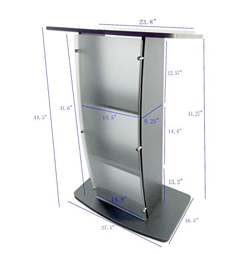 FixtureDisplays® 44.3" Tall Podium for Floor, Curved Frosted Front Acrylic Panel - Dark Grey 19658-GREY