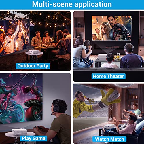 Projector with WiFi and Bluetooth, 5G WiFi Native 1080P 8500L YOWHICK Outdoor Projector 4K Support, Mini Portable Movie Projector with Screen, for HDMI, VGA, USB, Laptop, iOS & Android Phone