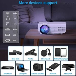 Projector with WiFi and Bluetooth, 5G WiFi Native 1080P 8500L YOWHICK Outdoor Projector 4K Support, Mini Portable Movie Projector with Screen, for HDMI, VGA, USB, Laptop, iOS & Android Phone