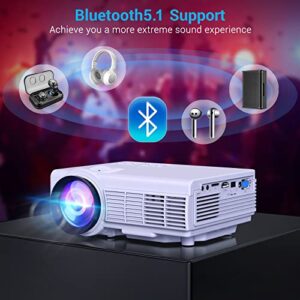 Projector with WiFi and Bluetooth, 5G WiFi Native 1080P 8500L YOWHICK Outdoor Projector 4K Support, Mini Portable Movie Projector with Screen, for HDMI, VGA, USB, Laptop, iOS & Android Phone