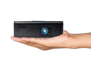 aaxa bp1 speaker projector – bluetooth 5.0, battery power bank, up to 6 hour projection or 24 hours playtime, usb c mirroring, onboard media player, hdmi, dlp portable mini led projector (renewed)