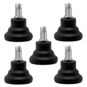 guildrey bell glides replacement, 7/16” (11mm) stem diameter, fixed stationary caster for office chair, low profile – set of 5 (black)