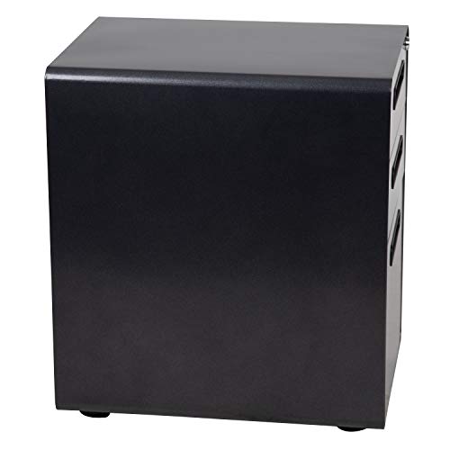 Flash Furniture Ergonomic 3-Drawer Mobile Locking Filing Cabinet with Anti-Tilt Mechanism and Hanging Drawer for Legal & Letter Files, Black