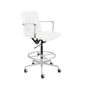 laura davidson furniture soho ii ribbed drafting chair – ergonomically designed and commercial grade draft height for standing desks (white)