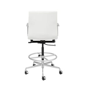 Laura Davidson Furniture SOHO II Ribbed Drafting Chair - Ergonomically Designed and Commercial Grade Draft Height for Standing Desks (White)