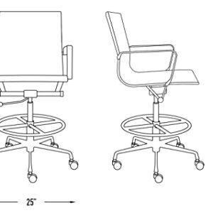 Laura Davidson Furniture SOHO II Ribbed Drafting Chair - Ergonomically Designed and Commercial Grade Draft Height for Standing Desks (White)