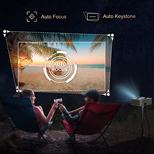 【Auto-Focus】Projector 4K Supported, GammaBai Vast Auto Keystone Outdoor Projector, 5G WiFi Bluetooth, Support Dolby Audio, FHD Native 1080P, Home Theater Projector Compatible W/ TV Stick, iOS, Android