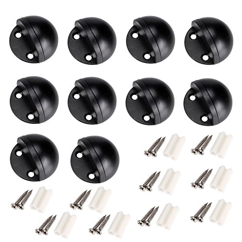 Sumnacon Floor Door Stopper, Stainless Steel Door Stopper with Rubber Bumper-Contemporary Safety Floor Mounted Doorstop with Hardware Screws, Heavy Duty Home Commercial Floor Door Stop (10 Pcs Black)