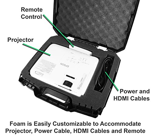 Casematix Projector case Compatible with Select Epson Projectors VS240, VS345, VS340 3LCD, XGA, SVGA - Check Projector Sizing