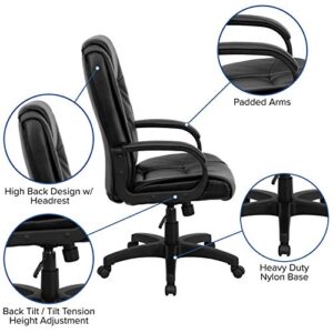 Flash Furniture High Back Black LeatherSoft Executive Swivel Office Chair with Arms