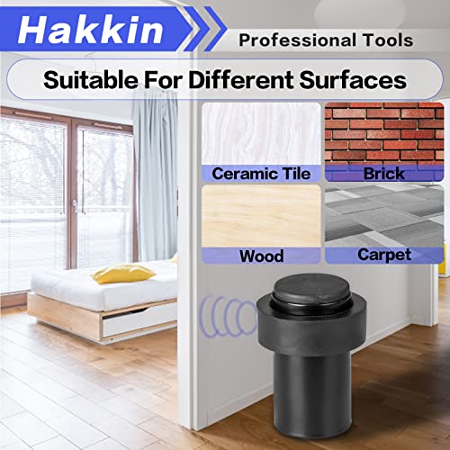 Hakkin 2PCS Floor Door Stopper, Cylindrical Door Stop Wall Protector, Floor Mount Door Stop 60mm Black Rubber Door Stopper, Door Stoppers for Bottom of Door, 3 Installation Methods