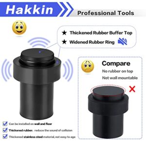 Hakkin 2PCS Floor Door Stopper, Cylindrical Door Stop Wall Protector, Floor Mount Door Stop 60mm Black Rubber Door Stopper, Door Stoppers for Bottom of Door, 3 Installation Methods