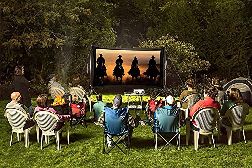 Backyard Theater Kit | Recreation Series System | 9' Front and Rear Projection Screen with 1080p HD Savi 4000 Lumen Projector, Sound System, Streaming Device w/WiFi (EZ-950)