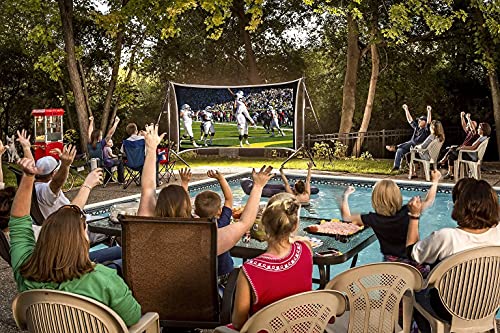 Backyard Theater Kit | Recreation Series System | 9' Front and Rear Projection Screen with 1080p HD Savi 4000 Lumen Projector, Sound System, Streaming Device w/WiFi (EZ-950)