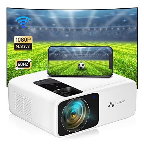 Projector Native 1080P with WiFi for Outdoor Movie, ASAKUKI 350 ANSI Mini Portable Proyector, Indoor Home Theater Video Gaming Projector, Compatible with 120'' Screen TV Stick/Phone/iPhone/Laptop/PS5