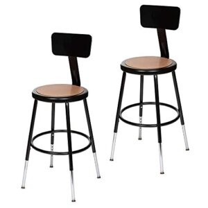 oef furnishings (2 pack) height adjustable black shop stool with backrest, 18” -27″