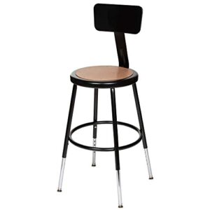 OEF Furnishings (2 Pack) Height Adjustable Black Shop Stool with Backrest, 18” -27"