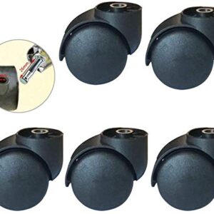 2 Inch Black Silent Stemless Caster, Furniture Casters, Replacement Swivel Chair Accessories, for Office Chair Casters, 5pcs, 150kg Capacity