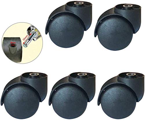 2 Inch Black Silent Stemless Caster, Furniture Casters, Replacement Swivel Chair Accessories, for Office Chair Casters, 5pcs, 150kg Capacity