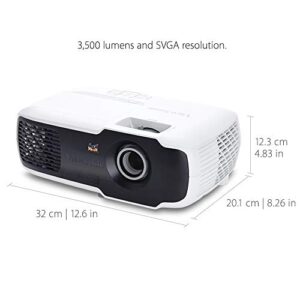 ViewSonic PA502S 3500 Lumens High Brightness SVGA Projector for Home and Office with HDMI and Optical Zoom,Black/white