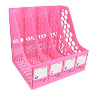 marte vanci sturdy desktop file holder 4 section magazine dividers organizer box frames document cabinet storage pink