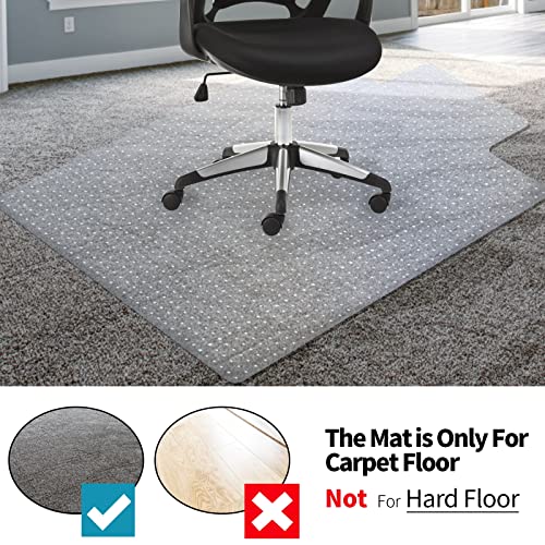 Office Clear Chair Mat for Carpet with Lip,36*48 Inches Transparent PVC Studded Desk Chair Mat,Protection Mat for Office or Home,Slip Resistant, Easy to Clean