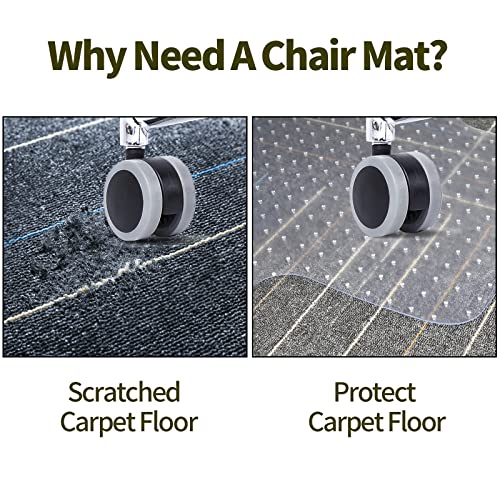 Office Clear Chair Mat for Carpet with Lip,36*48 Inches Transparent PVC Studded Desk Chair Mat,Protection Mat for Office or Home,Slip Resistant, Easy to Clean