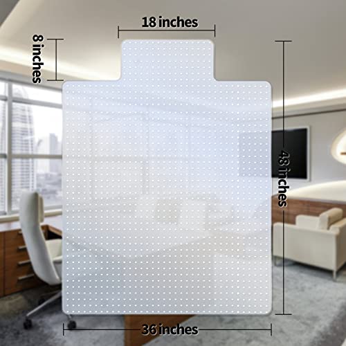 Office Clear Chair Mat for Carpet with Lip,36*48 Inches Transparent PVC Studded Desk Chair Mat,Protection Mat for Office or Home,Slip Resistant, Easy to Clean