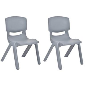 joon stackable plastic kids learning chairs, 20.5×12.75x11 inches, the perfect chair for playrooms, schools, daycares and home, dark gray, (2-pack)