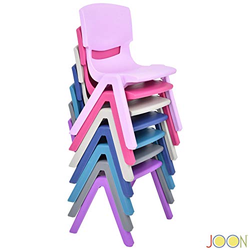 JOON Stackable Plastic Kids Learning Chairs, 20.5x12.75X11 Inches, The Perfect Chair for Playrooms, Schools, Daycares and Home, Dark Gray, (2-Pack)