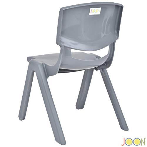 JOON Stackable Plastic Kids Learning Chairs, 20.5x12.75X11 Inches, The Perfect Chair for Playrooms, Schools, Daycares and Home, Dark Gray, (2-Pack)