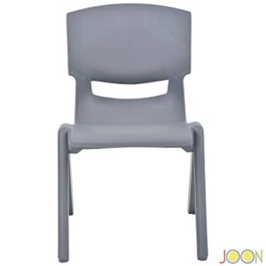 JOON Stackable Plastic Kids Learning Chairs, 20.5x12.75X11 Inches, The Perfect Chair for Playrooms, Schools, Daycares and Home, Dark Gray, (2-Pack)