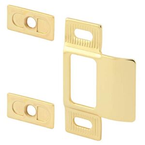 prime-line mp9486 adjustable door strike, 2-1/8 inch hole spacing, stamped steel, brass plated, 2 piece
