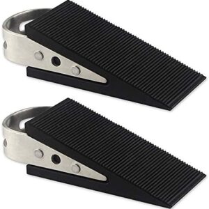 videoinfolder Heavy Duty Rubber Door Stopper - Blocker Wall Door Wedge Children Kids Protector （2 Pack Black