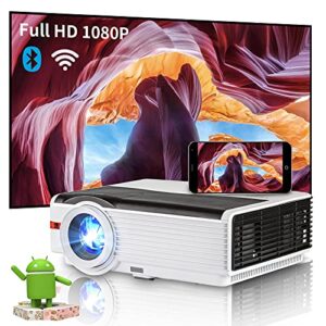 [big sale $200]9000lm smart 1080p outdoor movie projector, full hd wifi bluetooth projector with hifi speaker/android os, 200″ home theater projector wireless mirroring/hdmi/usb for phone/tv stick/dvd