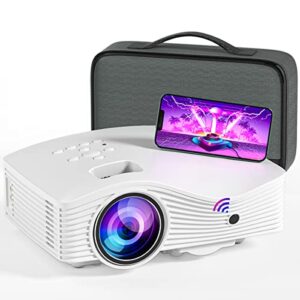 wifi projector 2022 upgraded 5g portable projector with 6000 lux and fhd 1080p support, movie projector compatible with ios/android phone/tablet/laptop/pc/tv stick/box/usb drive/dvd/game console gp19