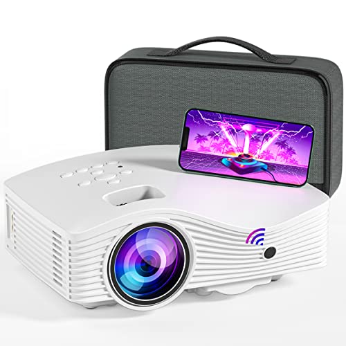 WiFi Projector 2022 Upgraded 5G Portable Projector with 6000 Lux and FHD 1080P Support, Movie Projector Compatible with iOS/Android Phone/Tablet/Laptop/PC/TV Stick/Box/USB Drive/DVD/Game Console GP19