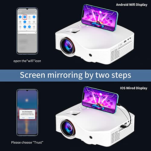 WiFi Projector 2022 Upgraded 5G Portable Projector with 6000 Lux and FHD 1080P Support, Movie Projector Compatible with iOS/Android Phone/Tablet/Laptop/PC/TV Stick/Box/USB Drive/DVD/Game Console GP19