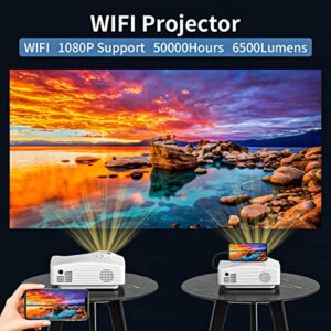 WiFi Projector 2022 Upgraded 5G Portable Projector with 6000 Lux and FHD 1080P Support, Movie Projector Compatible with iOS/Android Phone/Tablet/Laptop/PC/TV Stick/Box/USB Drive/DVD/Game Console GP19