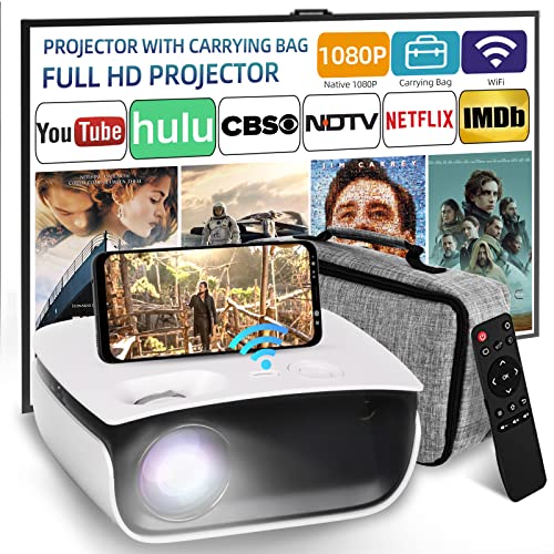 KARCLE WiFi Mini Projector, 7500L Portable Video Movie Projector for Home Theater/Outdoor Use, Full HD 1080P Projector, Support Android/iOS Phone Wireless Sync Screen, Laptop, HDMI, USB,TV Stick, PS4