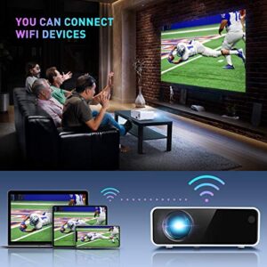 Mini Portable Projector with WiFi and blueooth ,Video Projector,2022 Upgrade 1080P HD Projector,50,000Hrs LED Lamp Life, Built in HI-FI Speakers Compatible with HDMI, VGA, TF, AV ,USB＆Conversion Plug