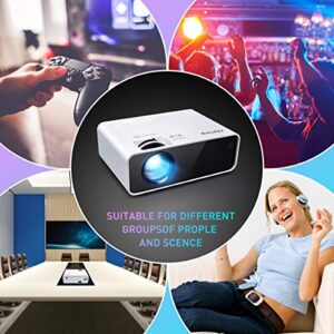 Mini Portable Projector with WiFi and blueooth ,Video Projector,2022 Upgrade 1080P HD Projector,50,000Hrs LED Lamp Life, Built in HI-FI Speakers Compatible with HDMI, VGA, TF, AV ,USB＆Conversion Plug