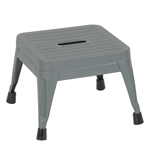 COSCO 1-Step Stackable Step Stool, 7 Ft. 3in Max Reach, 225 lb. Weight Capacity, ANSI Type II, 2 Pack (Gray)