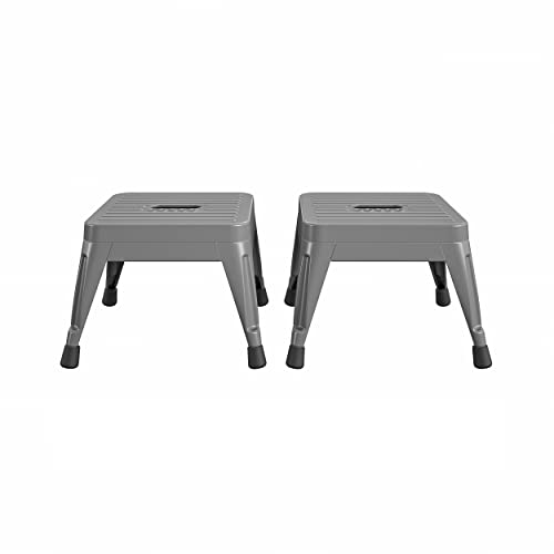 COSCO 1-Step Stackable Step Stool, 7 Ft. 3in Max Reach, 225 lb. Weight Capacity, ANSI Type II, 2 Pack (Gray)