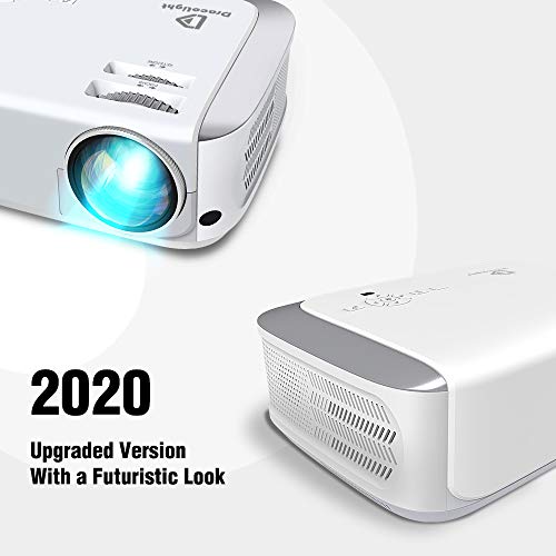 Projector, DracoLight 2020 6000 Lux Video Projector 50000 Hours Lamp Life Support 1080P Full HD, Compatible with Fire TV Stick, PS4, HDMI, VGA, AV and USB for Home Theater, Office Presentations