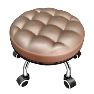 yonglianbo more comfortable 360°swivel rolling stool low rolling stool with thickened sponge cushion-10”height upgraded version (brown)